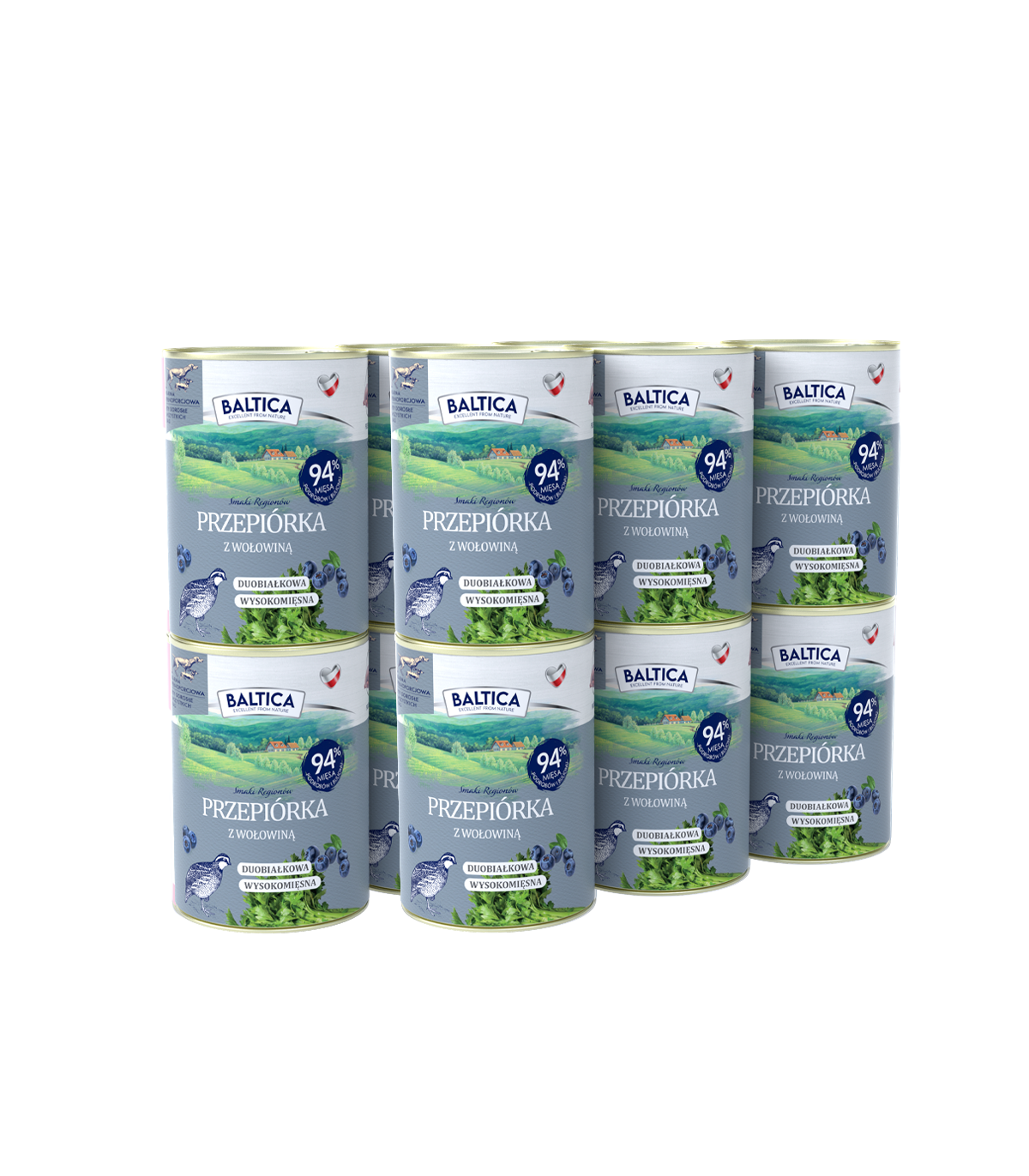 12X Karma mokra przepiórka z wołowiną dla psa 400g - Baltica Smaki Regionów