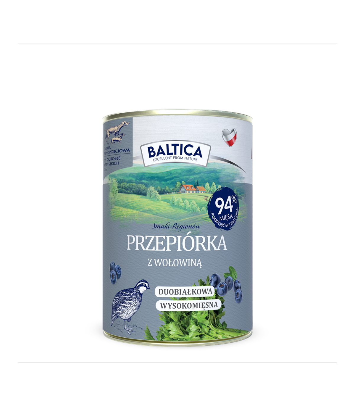 12X Karma mokra przepiórka z wołowiną dla psa 400g - Baltica Smaki Regionów