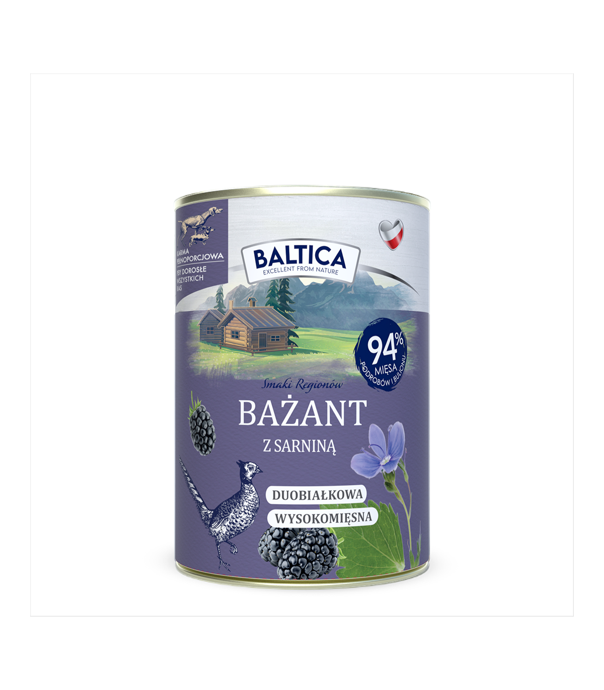 12x Karma mokra bażant z sarniną dla psa 400g - Baltica Smaki Regionów