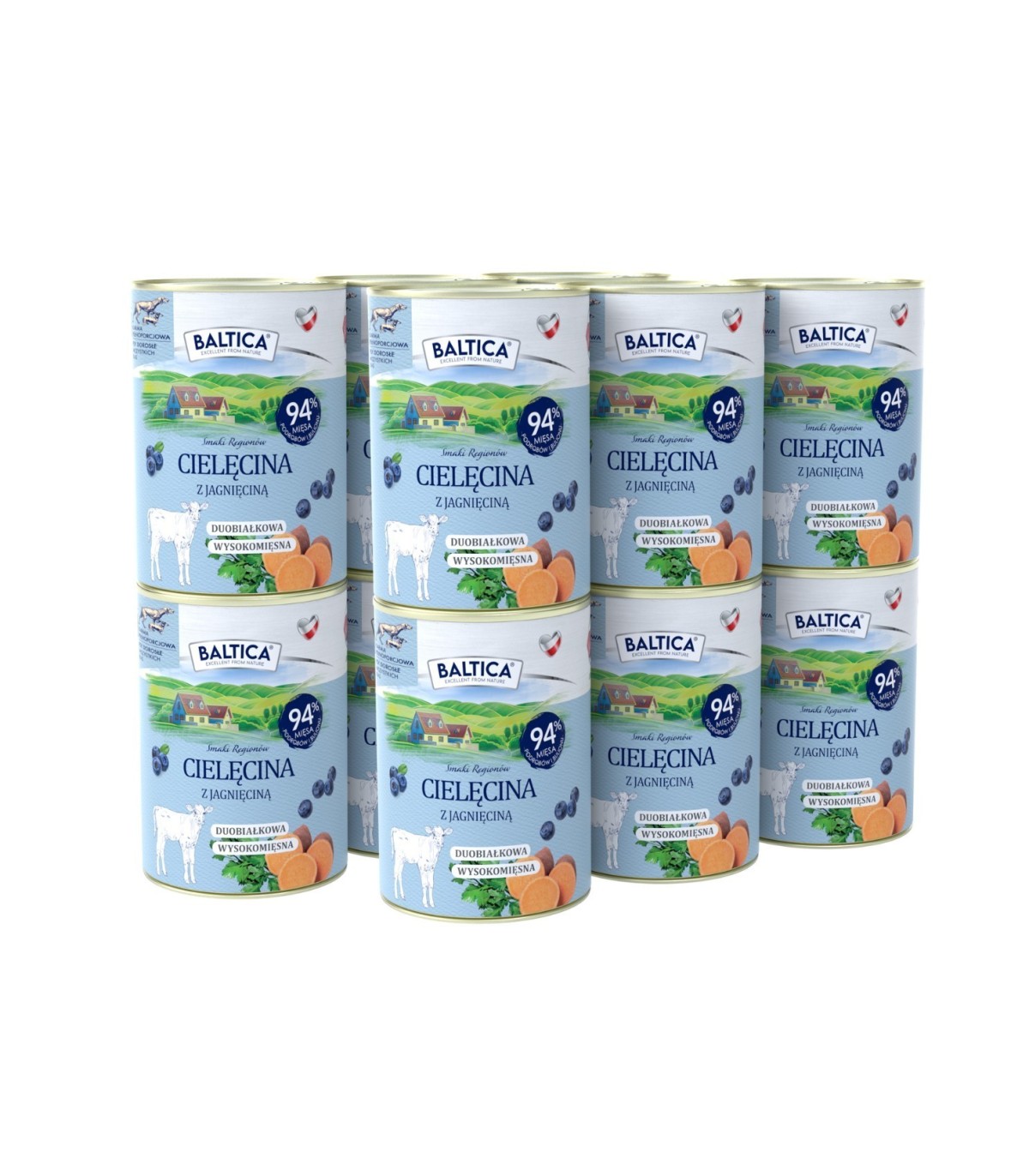 12x Karma mokra cielęcina z jagnięciną i batatem dla psa 400g - Baltica Smaki Regionów