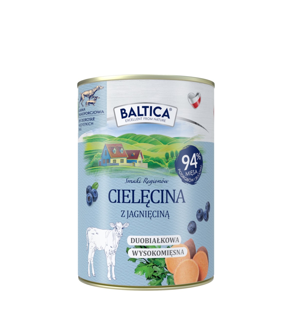 12x Karma mokra cielęcina z jagnięciną i batatem dla psa 400g - Baltica Smaki Regionów