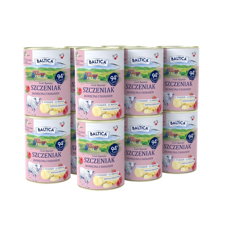 12x Karma mokra jagnięcina z bananem dla szczeniąt 400g - Baltica Smaki Regionów
