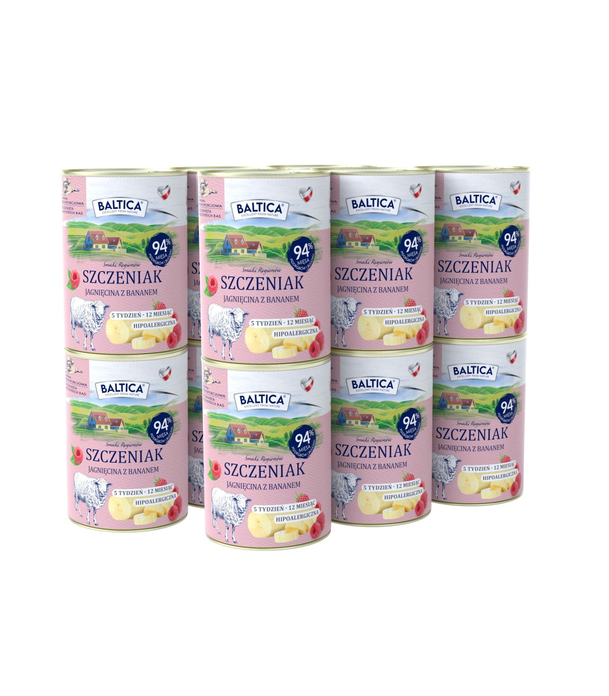 12x Karma mokra jagnięcina z bananem dla szczeniąt 400g - Baltica Smaki Regionów