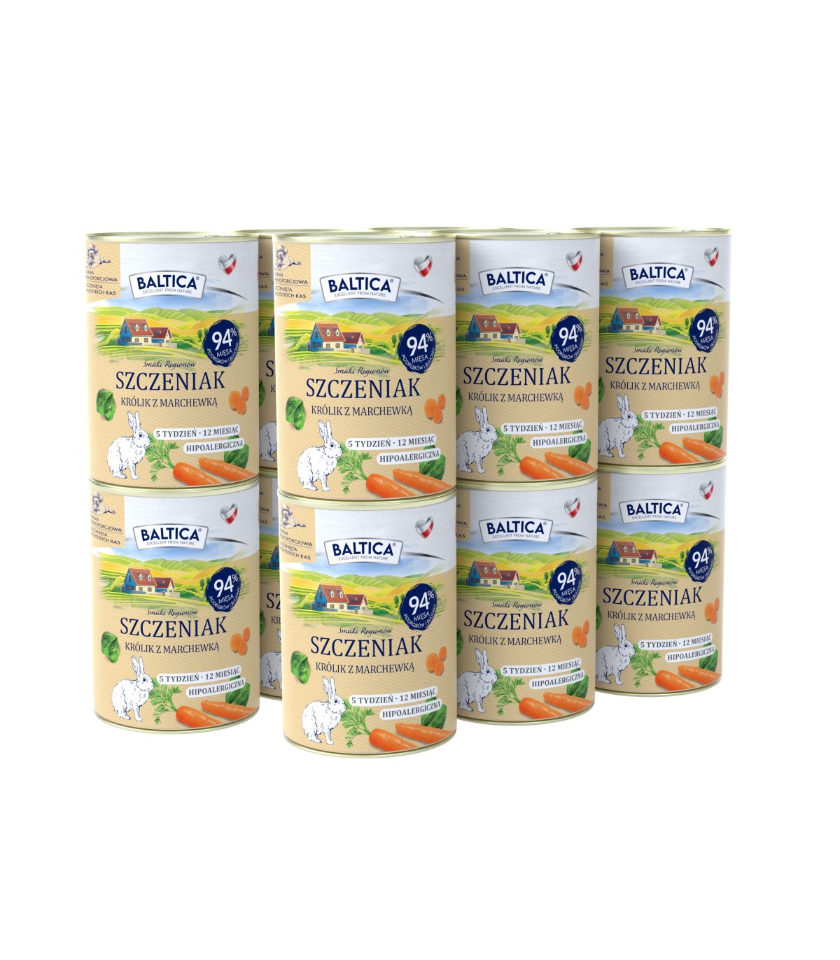 12x Karma mokra królik z marchewką i szpinakiem dla szczeniąt 400g - Baltica Smaki Regionów