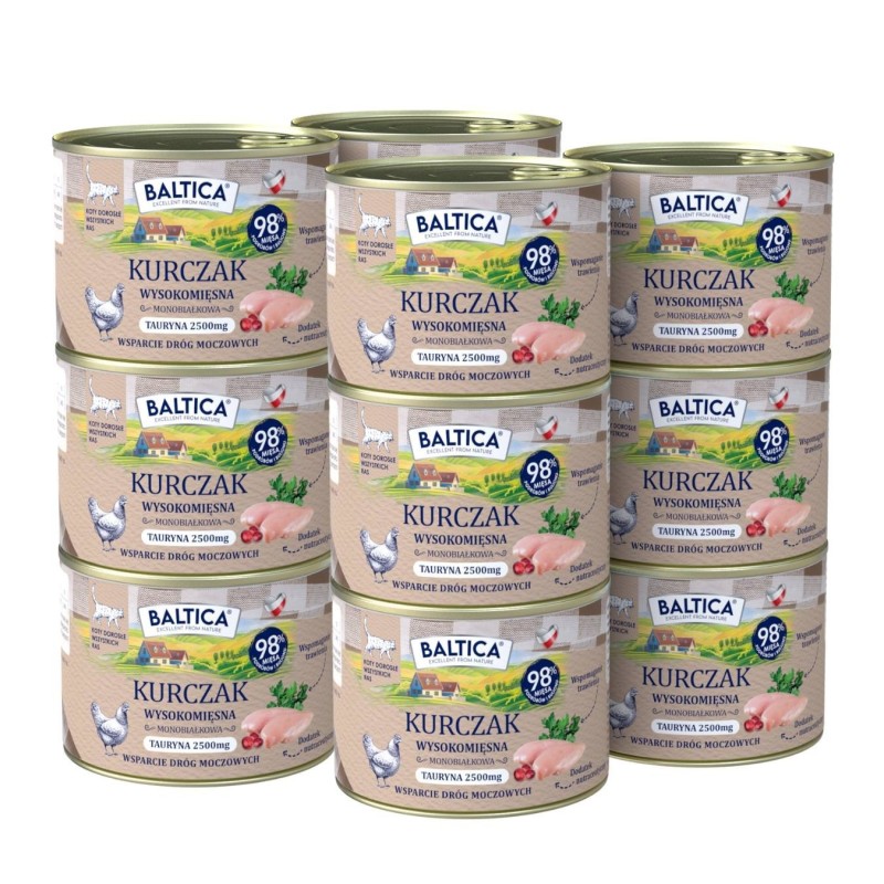 12x Karma mokra mono kurczak dla kota 185g - Baltica Smaki Regionów