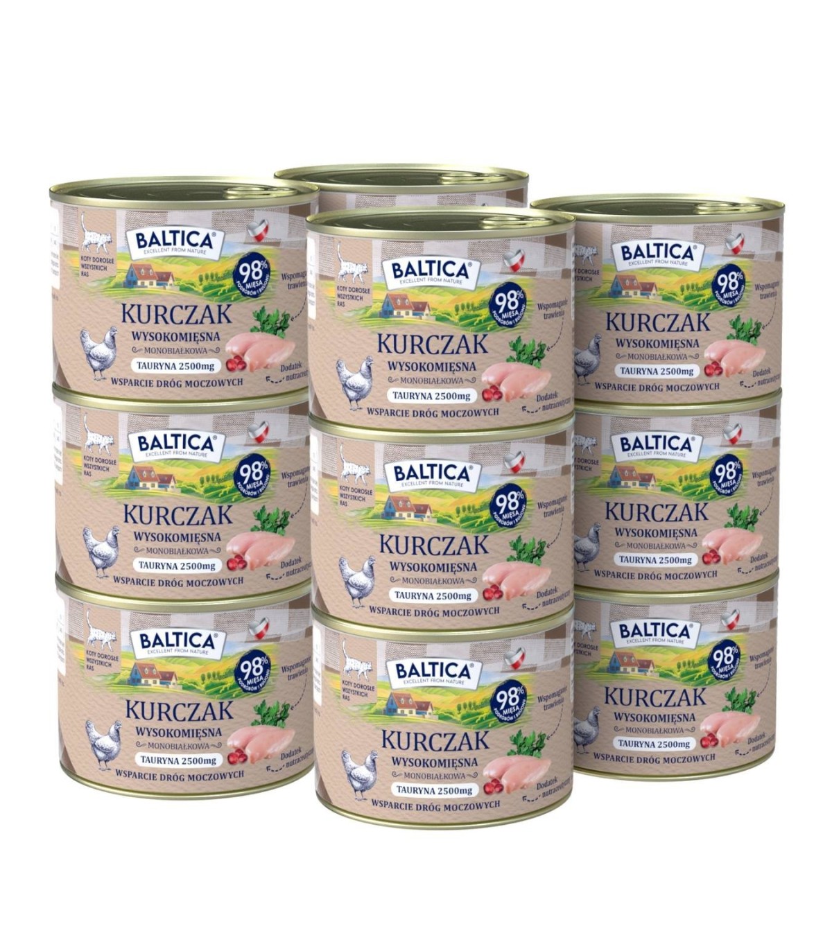 12x Karma mokra mono kurczak dla kota 185g - Baltica Smaki Regionów