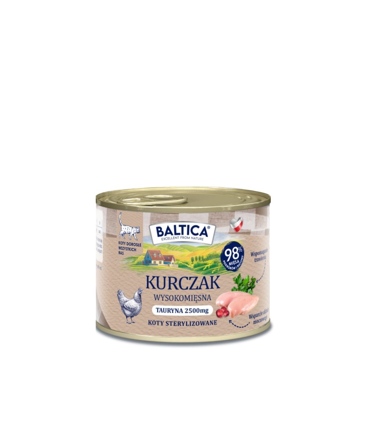 12x Karma mokra mono kurczak dla kota 185g - Baltica Smaki Regionów