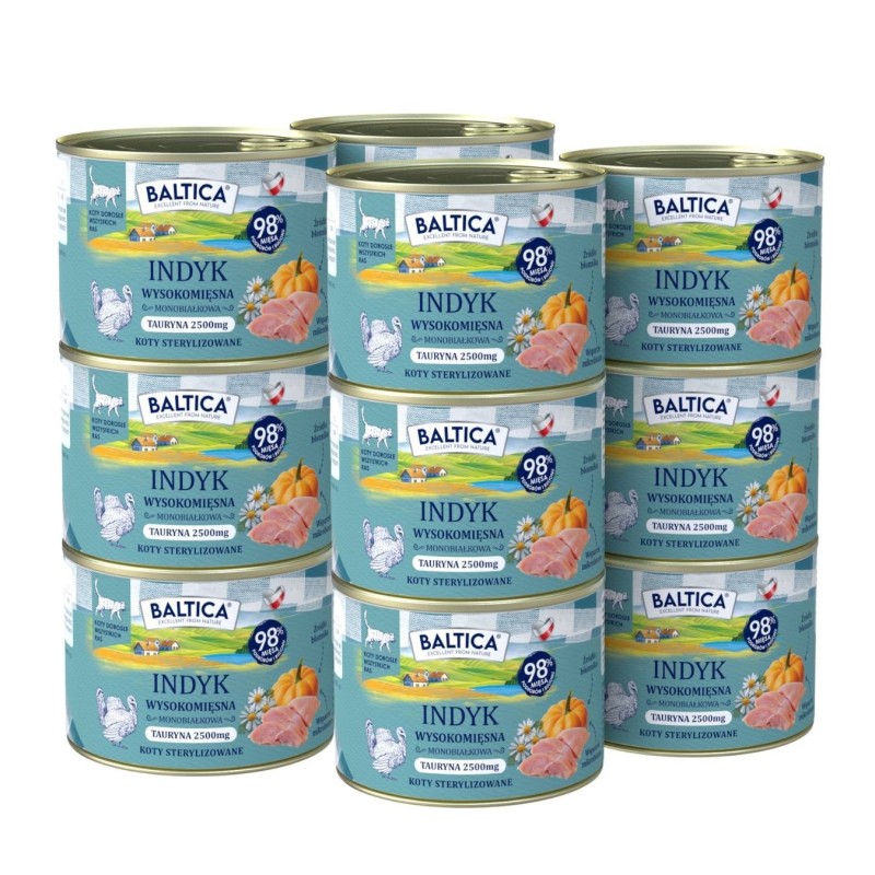 12x Karma mokra mono indyk dla kota 185g - Baltica Smaki Regionów