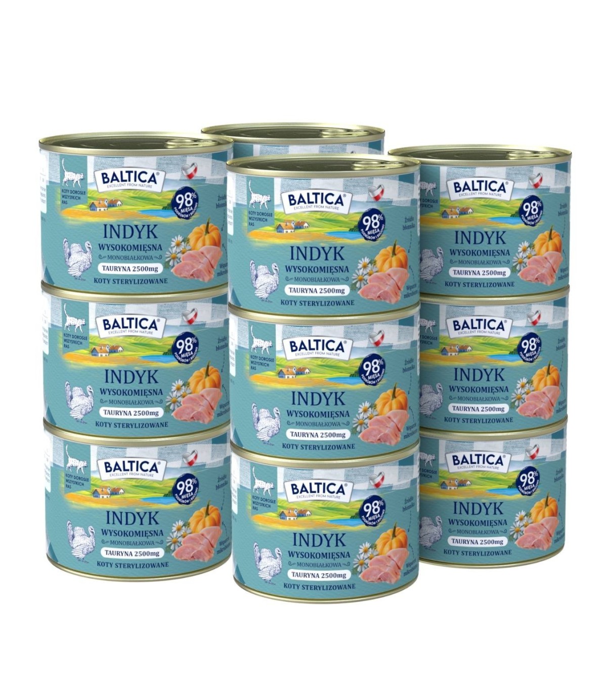 12x Karma mokra mono indyk dla kota 185g - Baltica Smaki Regionów