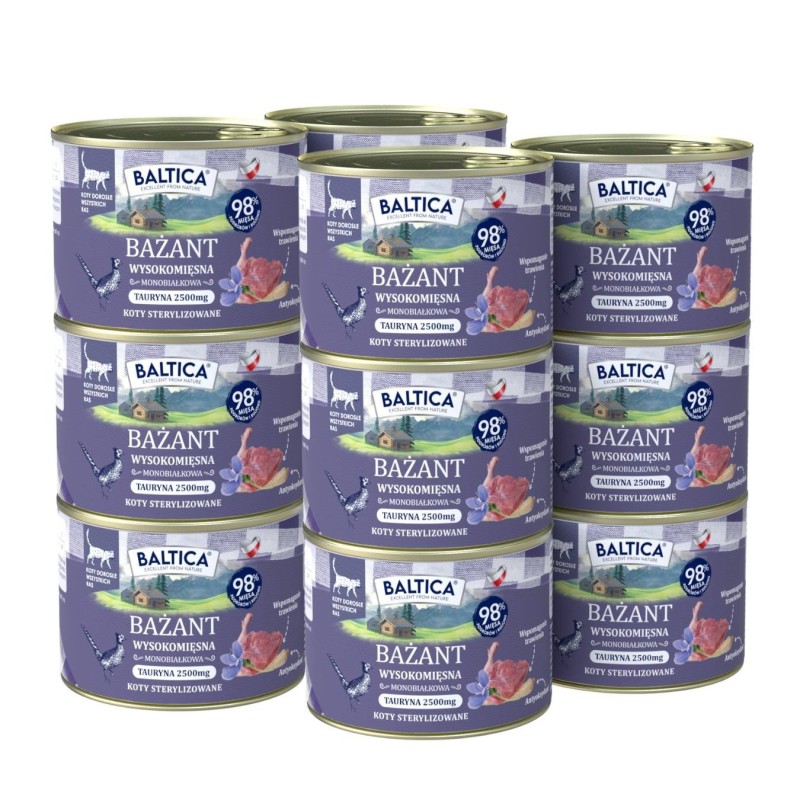 12x Karma mokra mono bażant dla kota 185g - Baltica Smaki Regionów