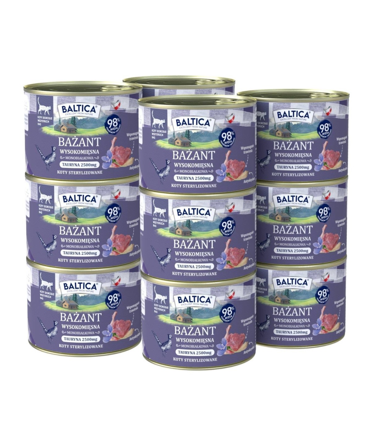 12x Karma mokra mono bażant dla kota 185g - Baltica Smaki Regionów