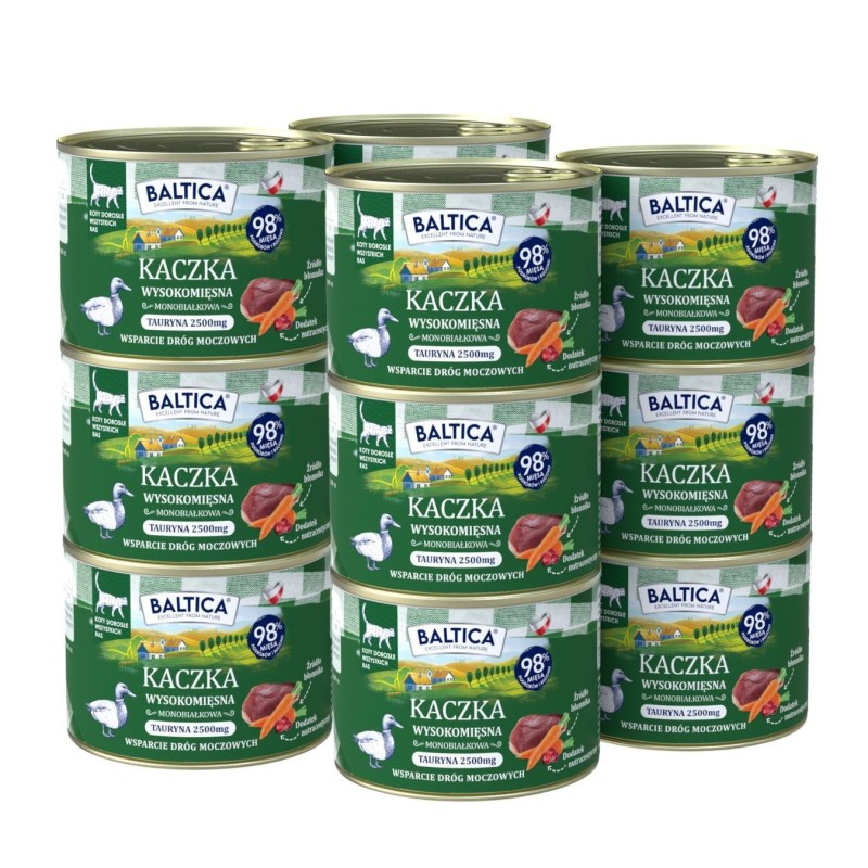 12x Karma mokra mono kaczka dla kota 185g - Baltica Smaki Regionów