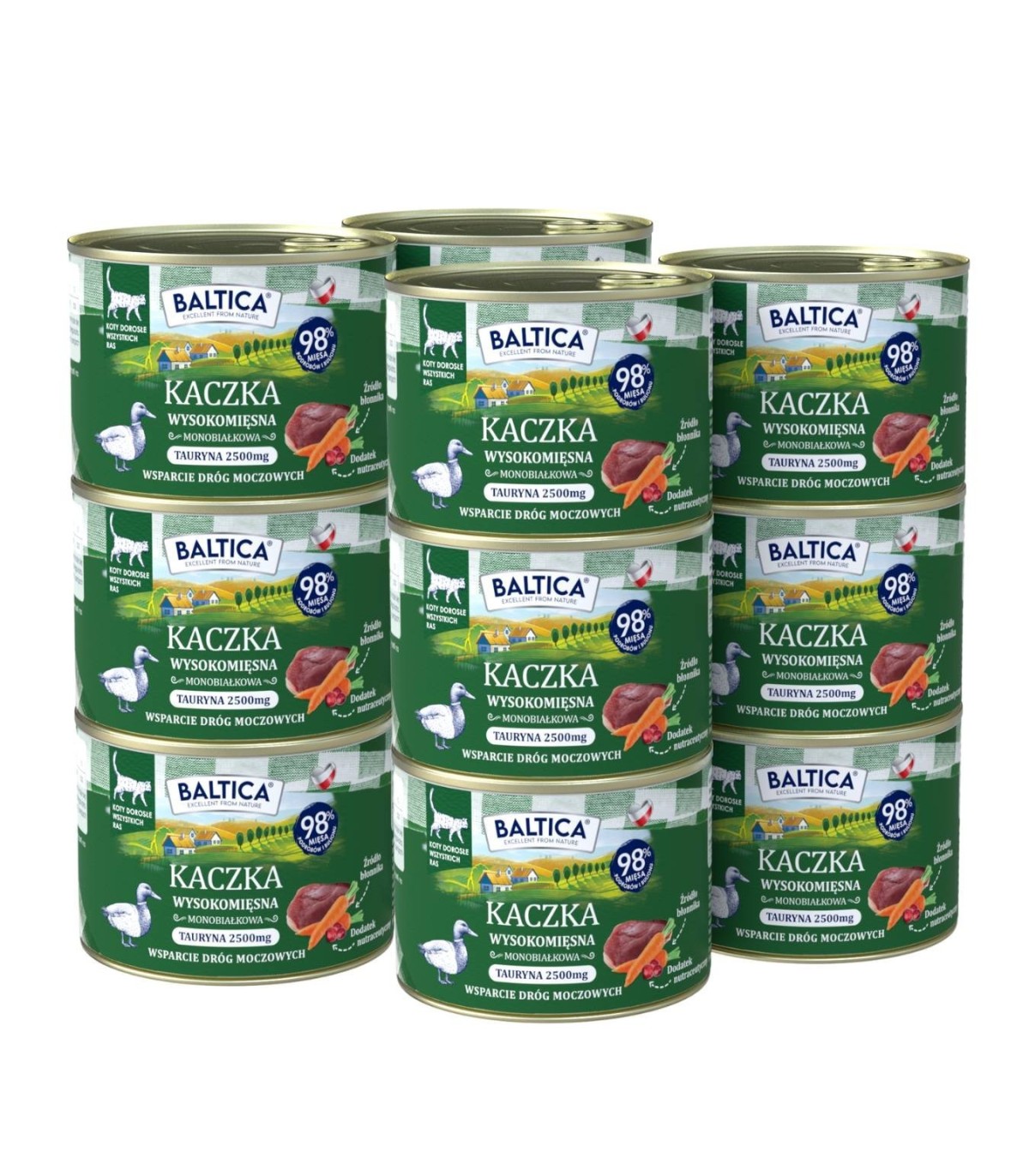 12x Karma mokra mono kaczka dla kota 185g - Baltica Smaki Regionów