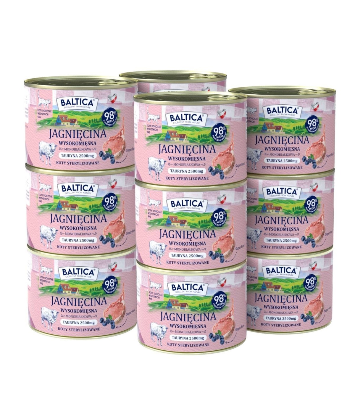 12x Karma mokra mono jagnięcina dla kota 185g - Baltica Smaki Regionów