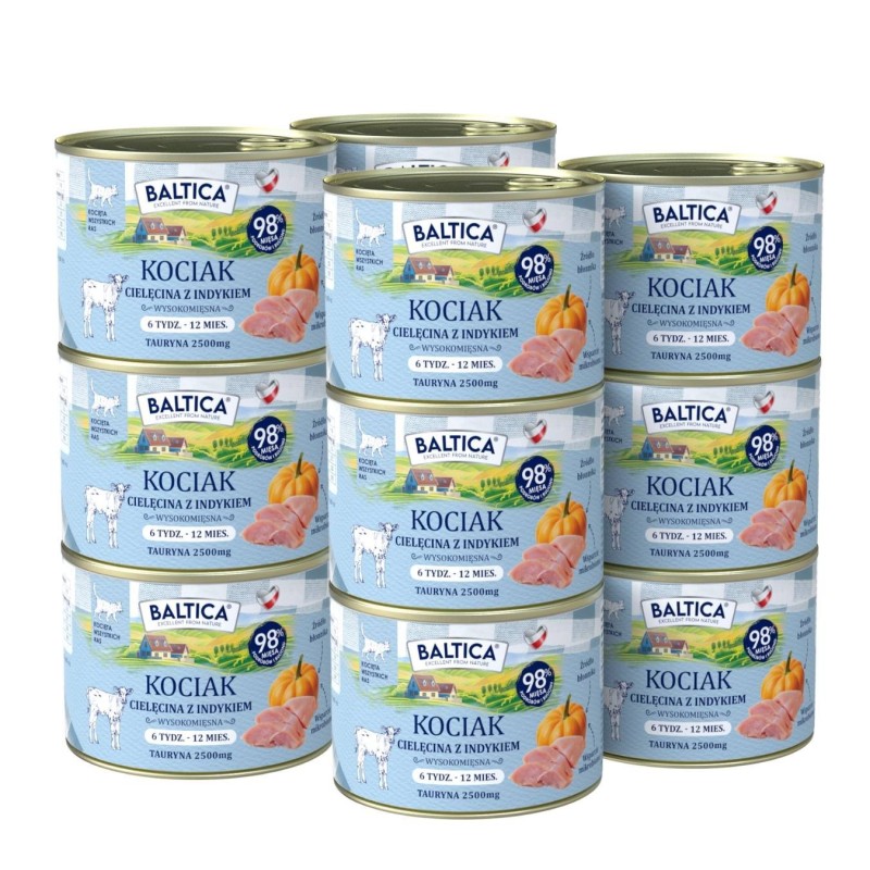 12x Karma mokra dla kociąt z cielęciną i indykiem 185g - Baltica Smaki Regionów