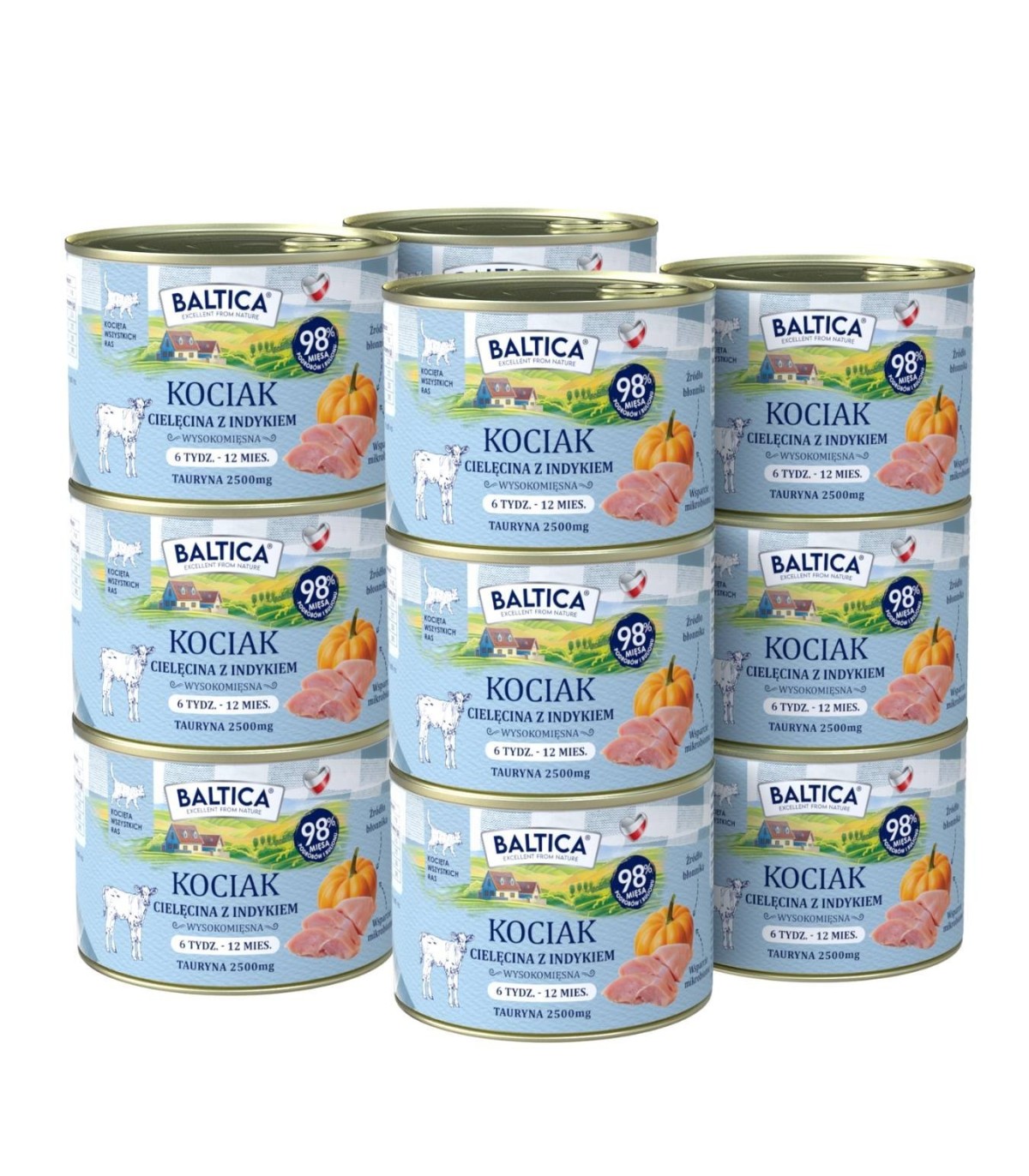 12x Karma mokra dla kociąt z cielęciną i indykiem 185g - Baltica Smaki Regionów