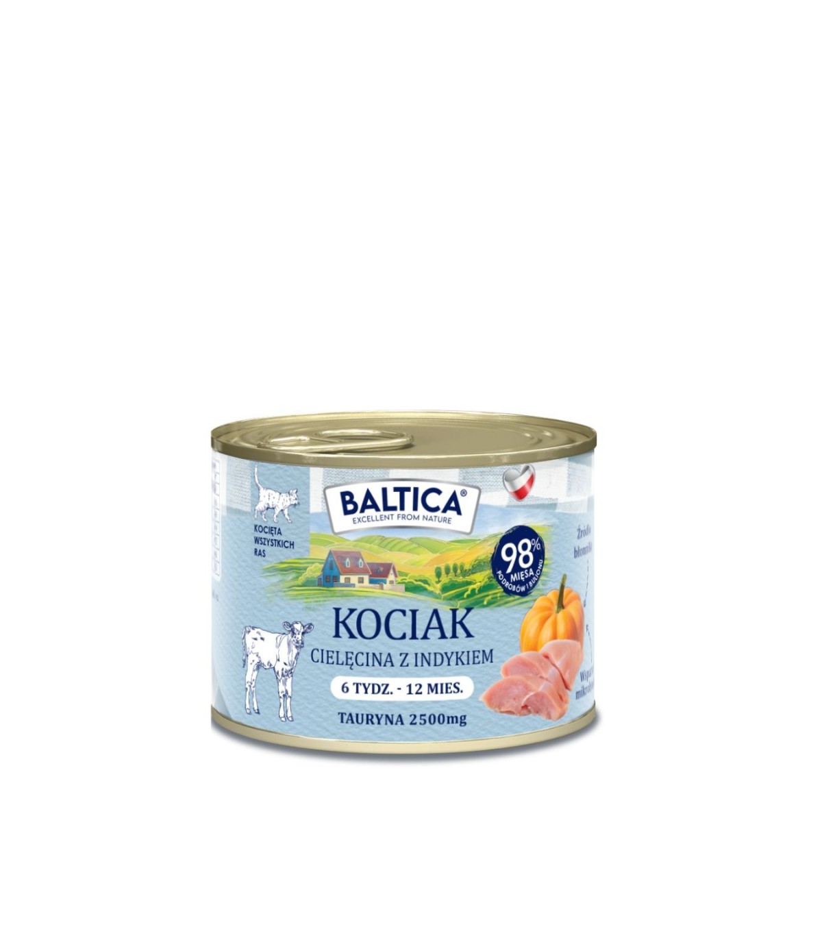 12x Karma mokra dla kociąt z cielęciną i indykiem 185g - Baltica Smaki Regionów