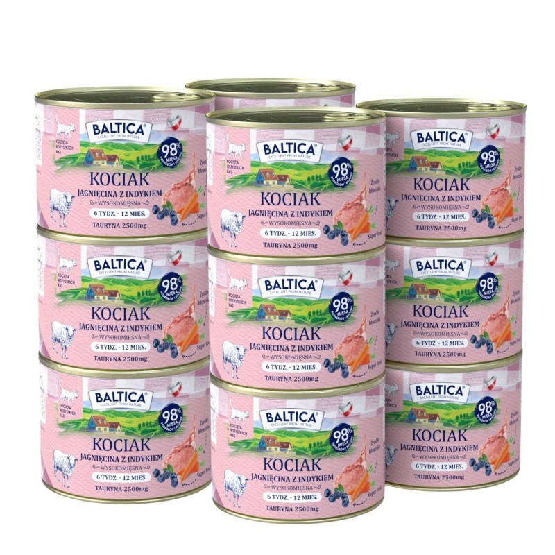 12x Karma mokra dla kociąt z jagnięciną i indykiem 185g - Baltica Smaki Regionów