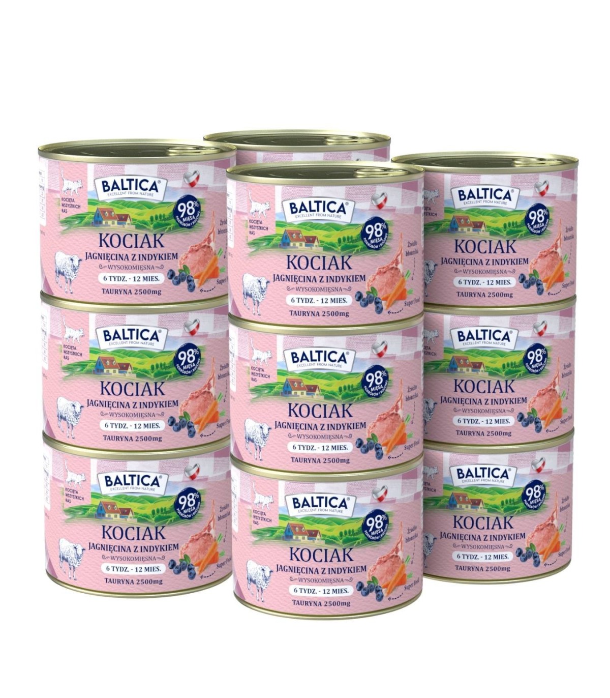 12x Karma mokra dla kociąt z jagnięciną i indykiem 185g - Baltica Smaki Regionów