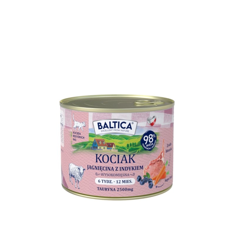 12x Karma mokra dla kociąt z jagnięciną i indykiem 185g - Baltica Smaki Regionów