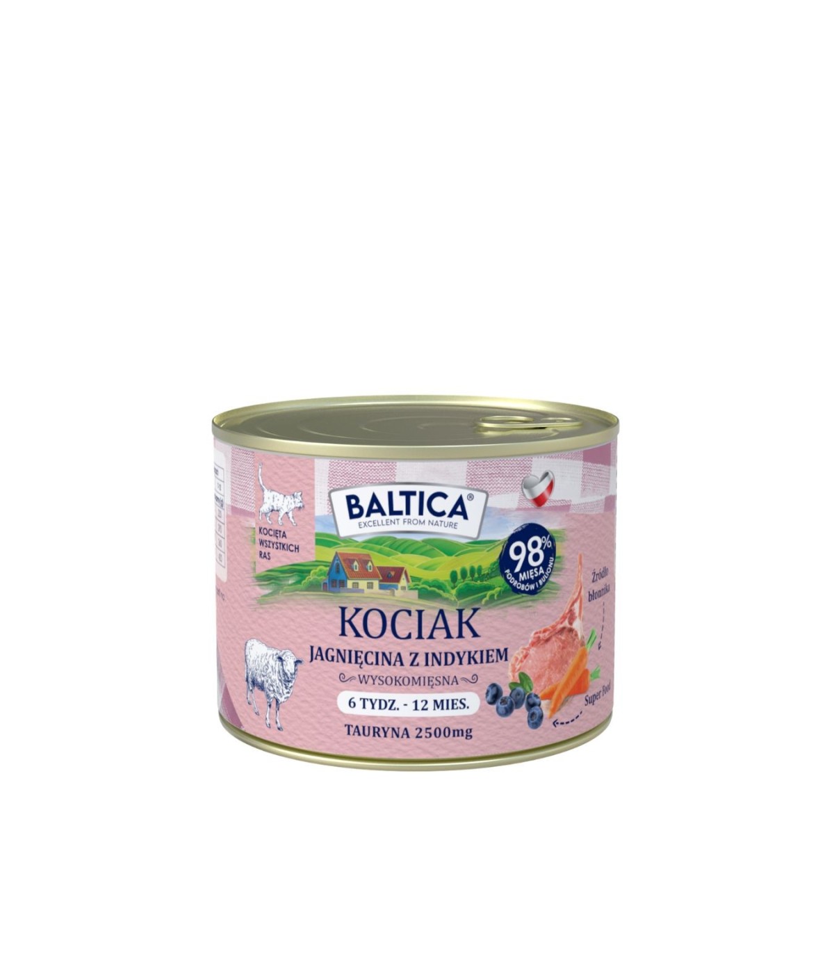 12x Karma mokra dla kociąt z jagnięciną i indykiem 185g - Baltica Smaki Regionów