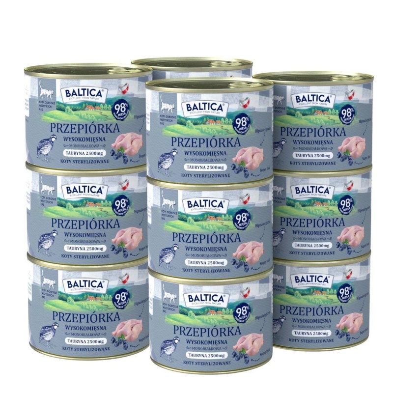 12x Karma mokra mono przepiórka dla kota 185g - Baltica Smaki Regionów