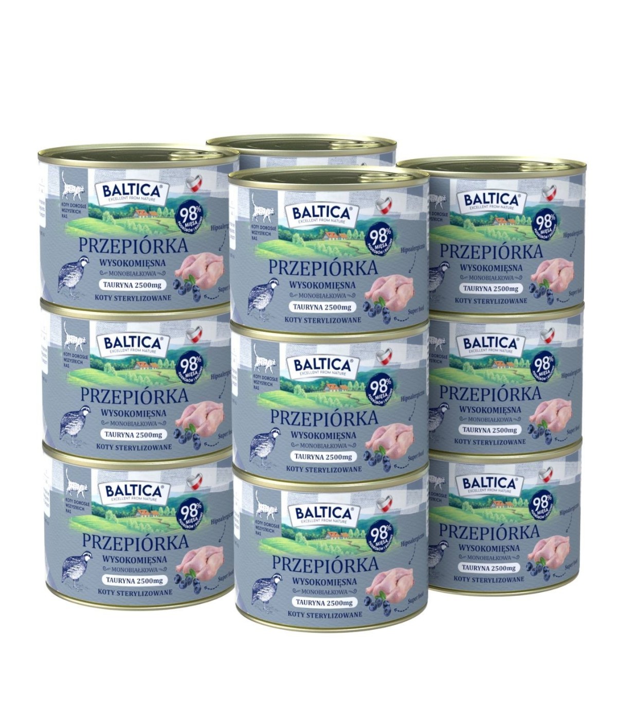 12x Karma mokra mono przepiórka dla kota 185g - Baltica Smaki Regionów