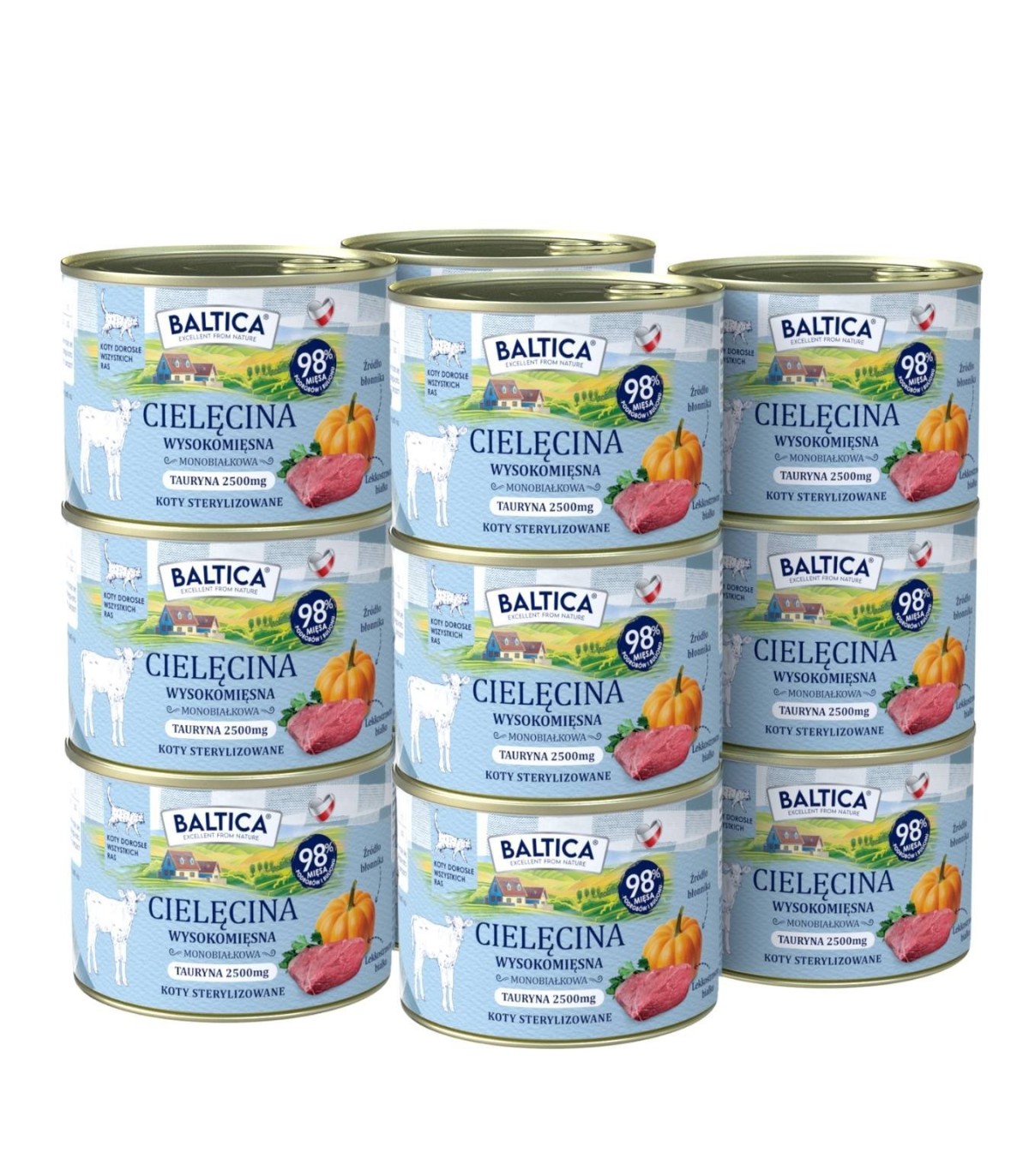 12x Karma mokra mono cielęcina dla kota 185g - Baltica Smaki Regionów