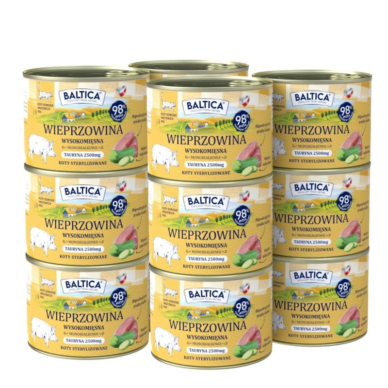 12x Karma mokra mono wieprzowina dla kota 185g - Baltica Smaki Regionów