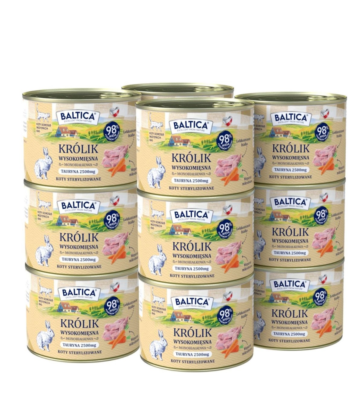 12x Karma mokra mono królik dla kota 185g - Baltica Smaki Regionów