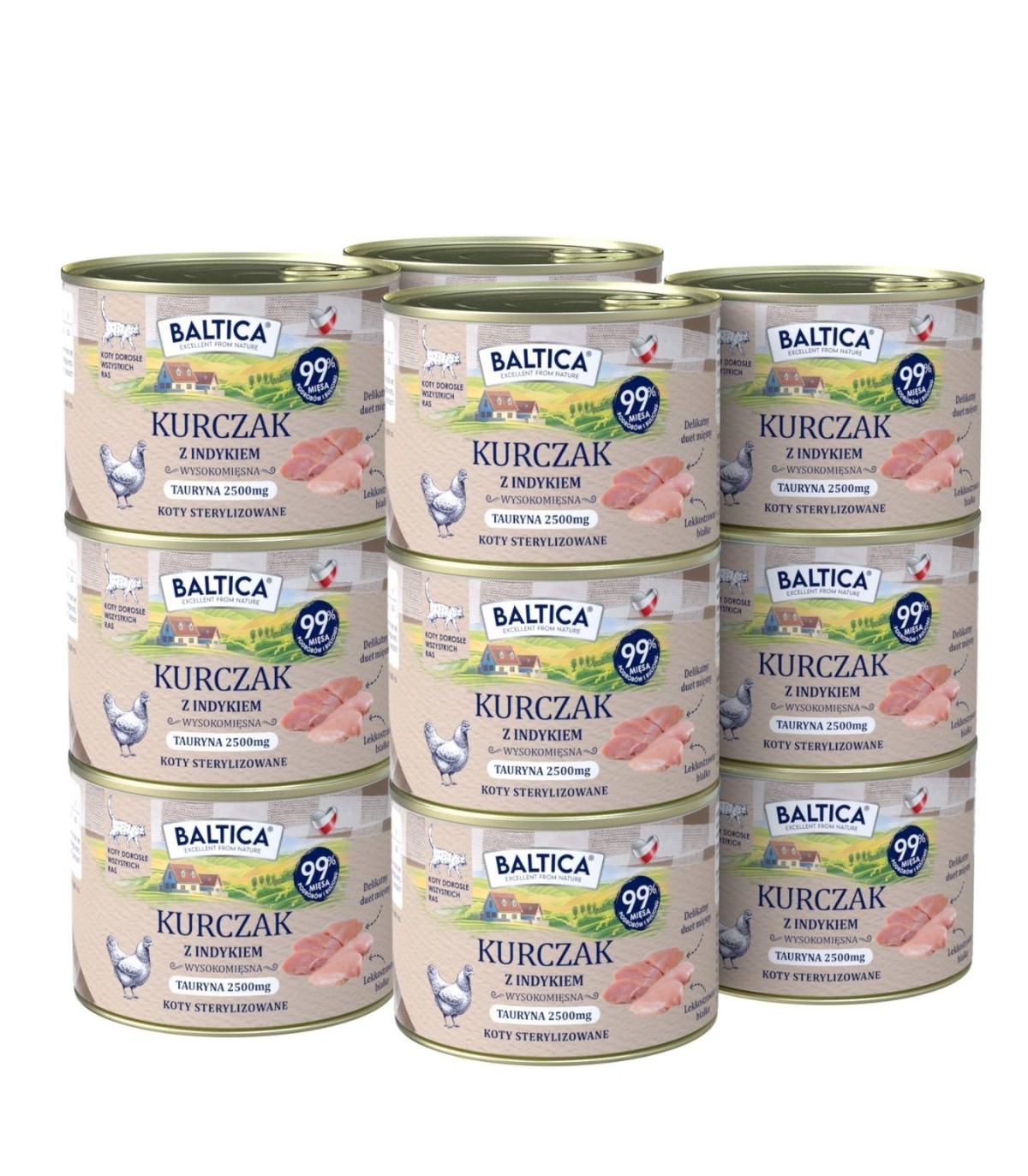 12x Karma mokra kurczak z indykiem dla kota 185g - Baltica Smaki Regionów