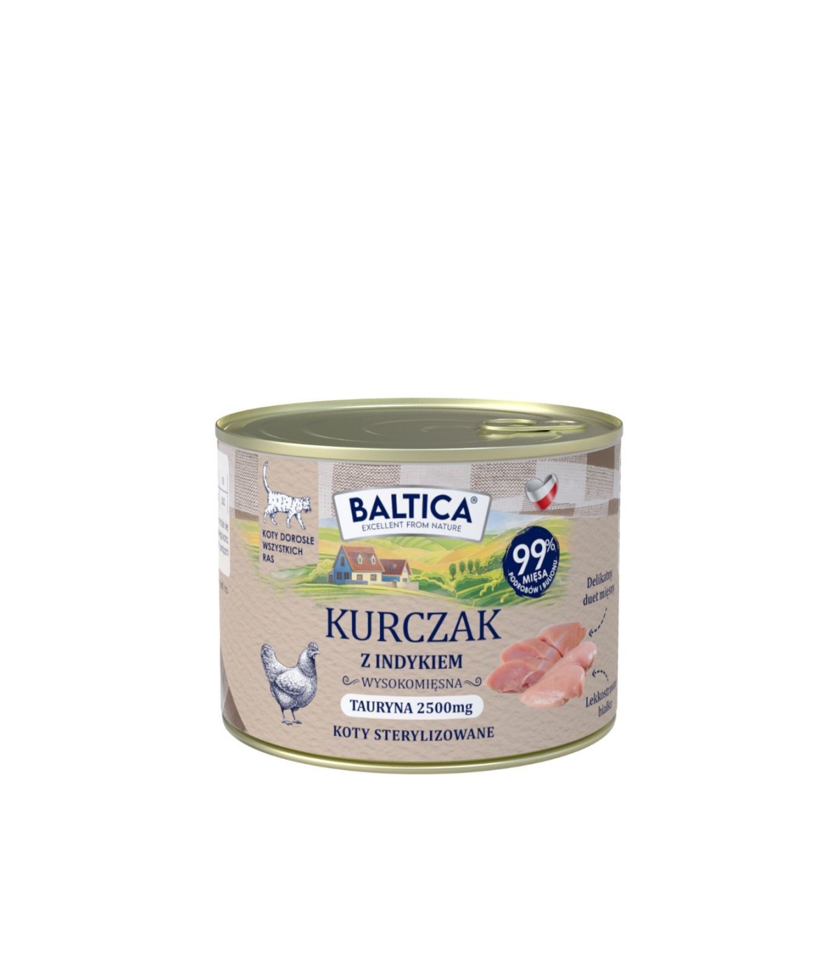 12x Karma mokra kurczak z indykiem dla kota 185g - Baltica Smaki Regionów