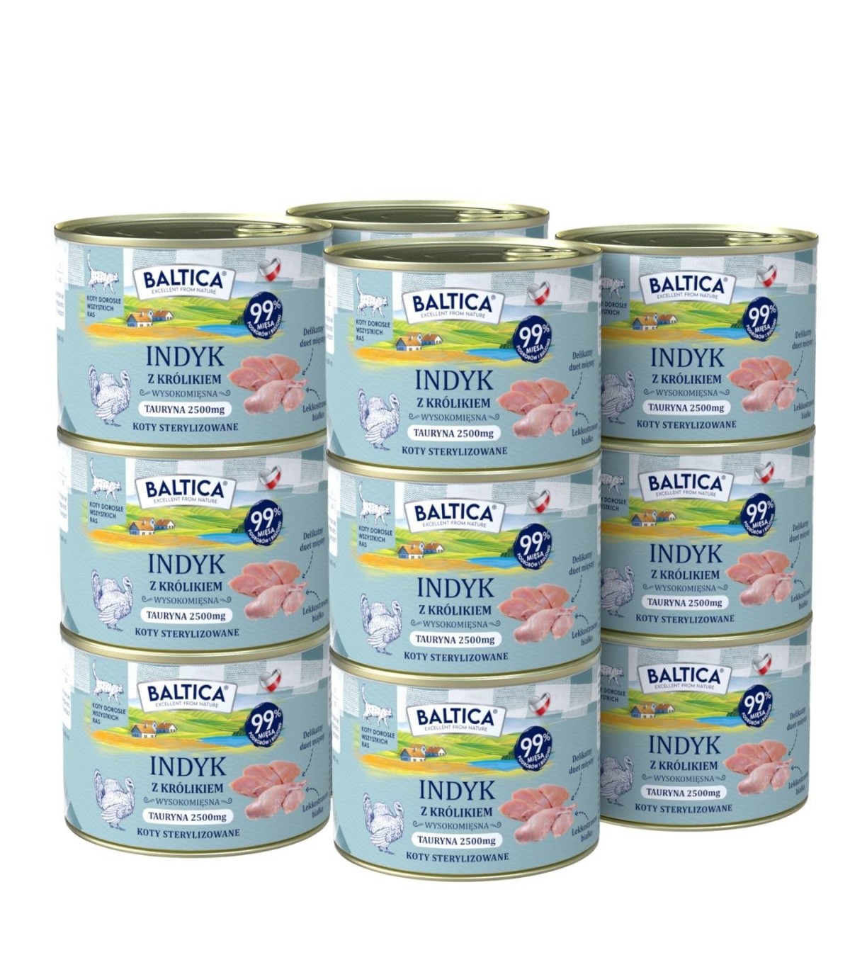 12x Karma mokra indyk z królikiem dla kota 185g - Baltica Smaki Regionów