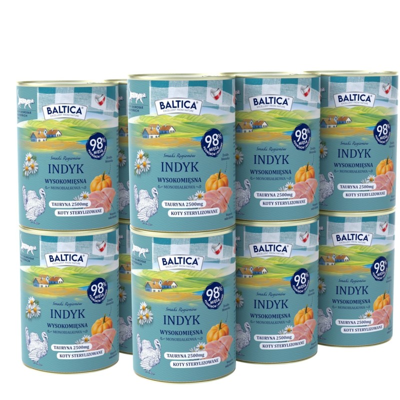 12x Karma mokra mono indyk dla kota 400g - Baltica Smaki Regionów