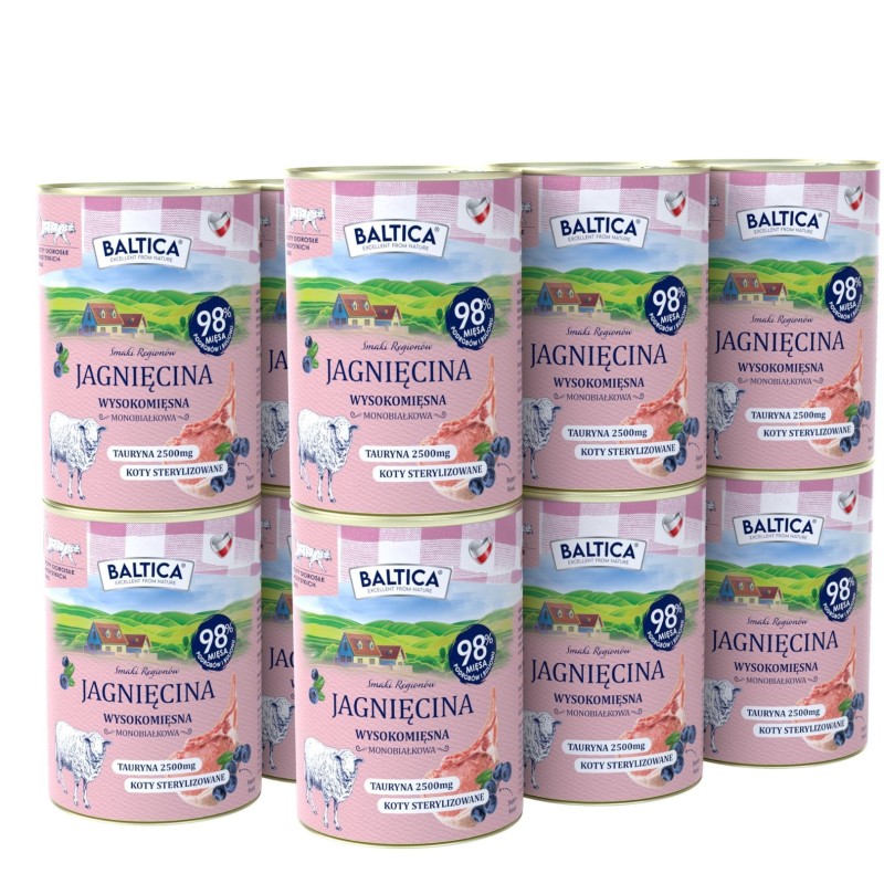 12x Karma mokra mono jagnięcina dla kota 400g - Baltica Smaki Regionów