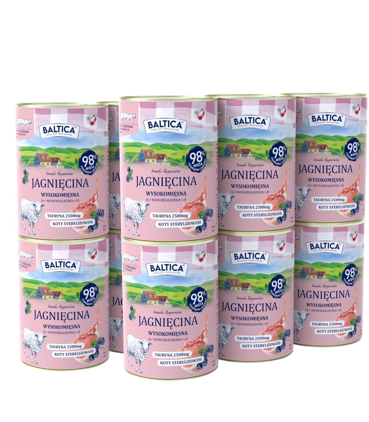 12x Karma mokra mono jagnięcina dla kota 400g - Baltica Smaki Regionów