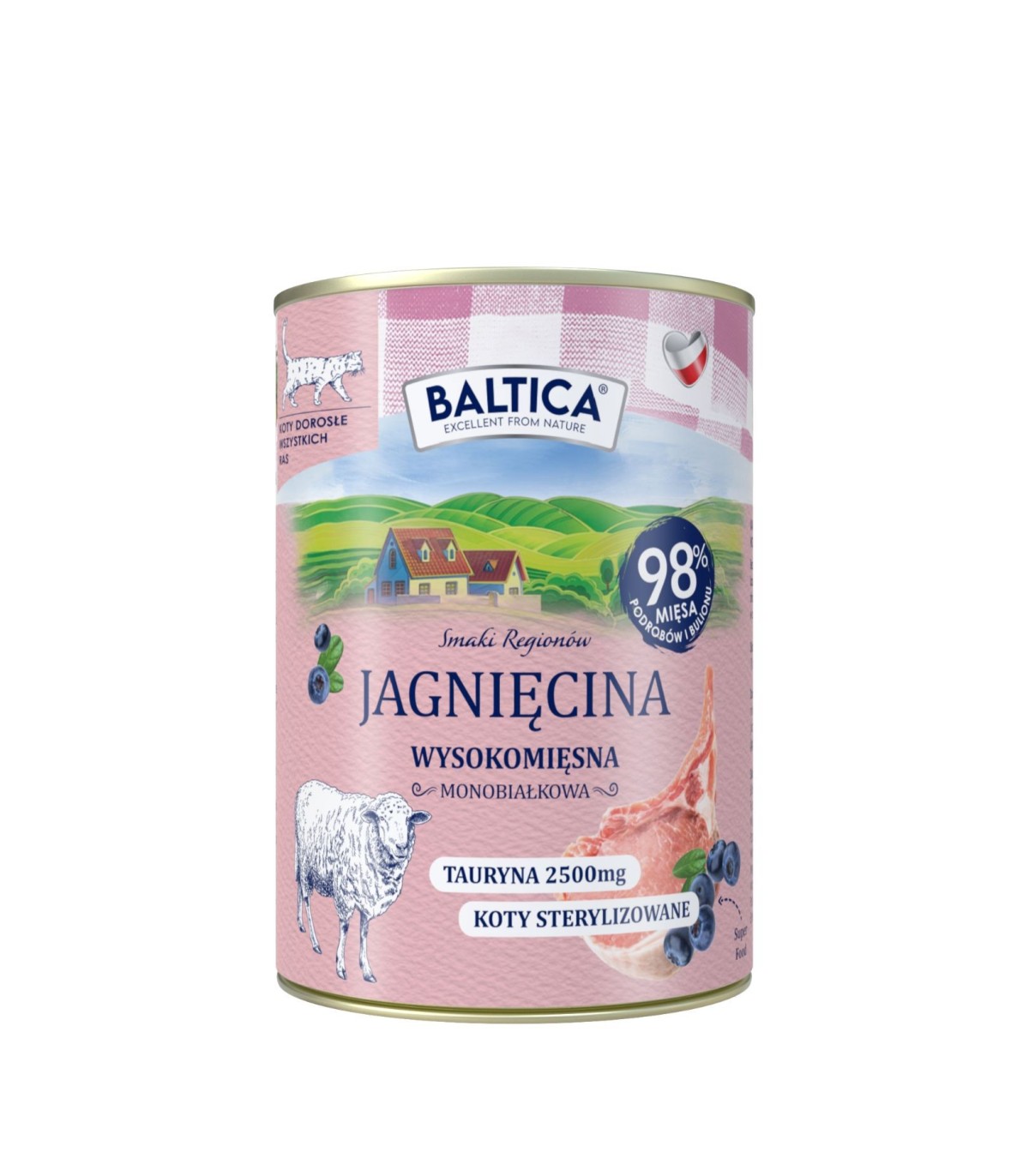 12x Karma mokra mono jagnięcina dla kota 400g - Baltica Smaki Regionów
