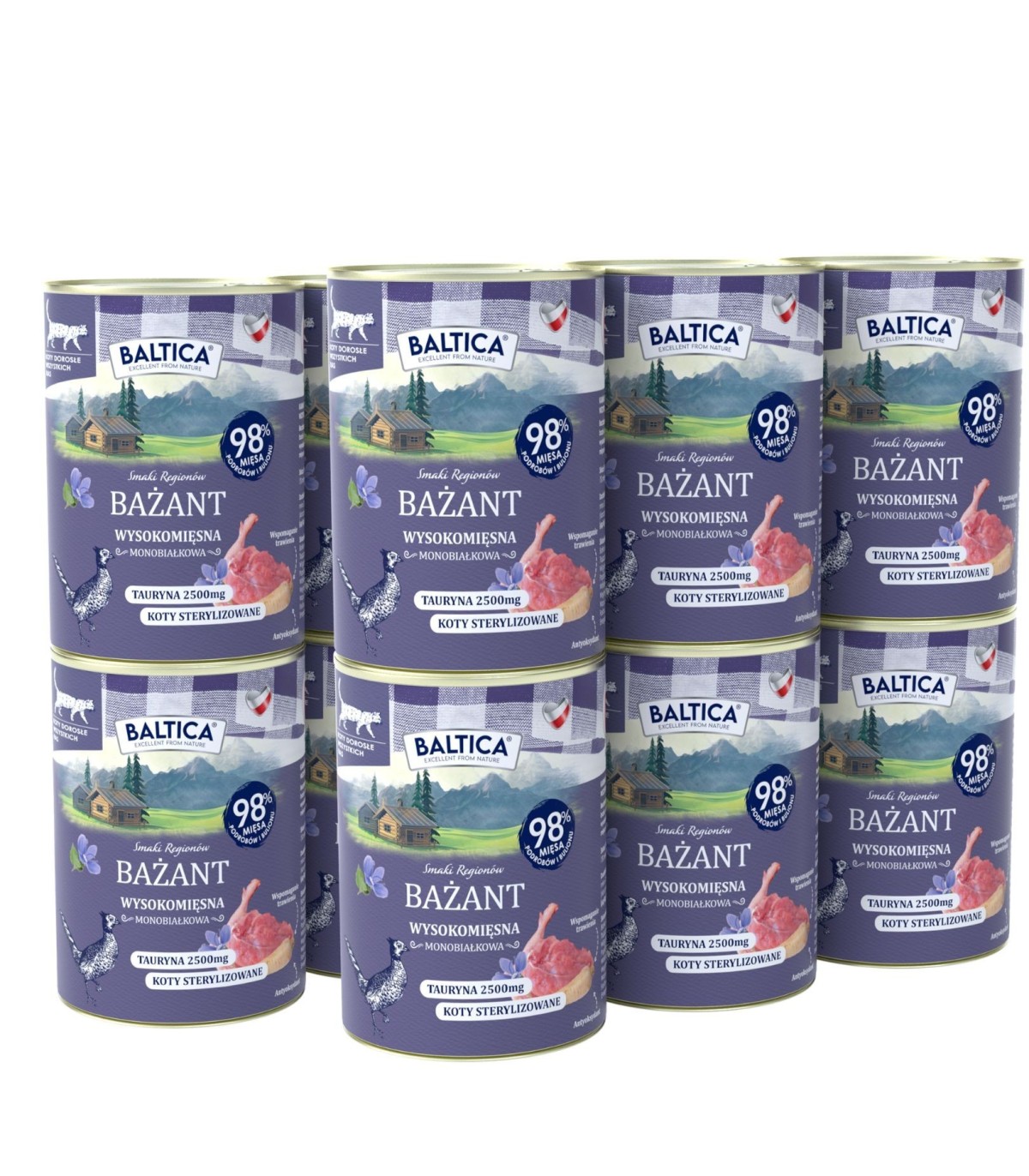 12x Karma mokra mono bażant dla kota 400g - Baltica Smaki Regionów