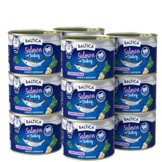 12x Karma mokra łosoś z indykiem dla kota 185g - Baltica Excellent