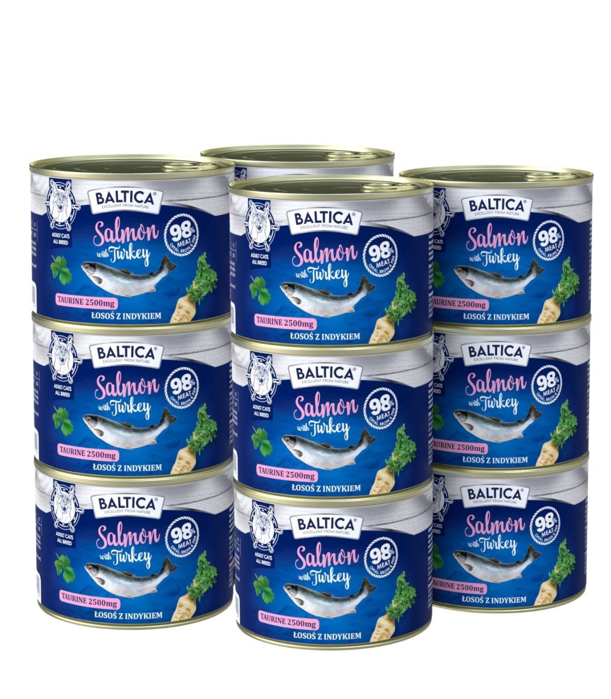 12x Karma mokra łosoś z indykiem dla kota 185g - Baltica Excellent