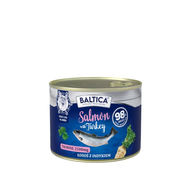 12x Karma mokra łosoś z indykiem dla kota 185g - Baltica Excellent