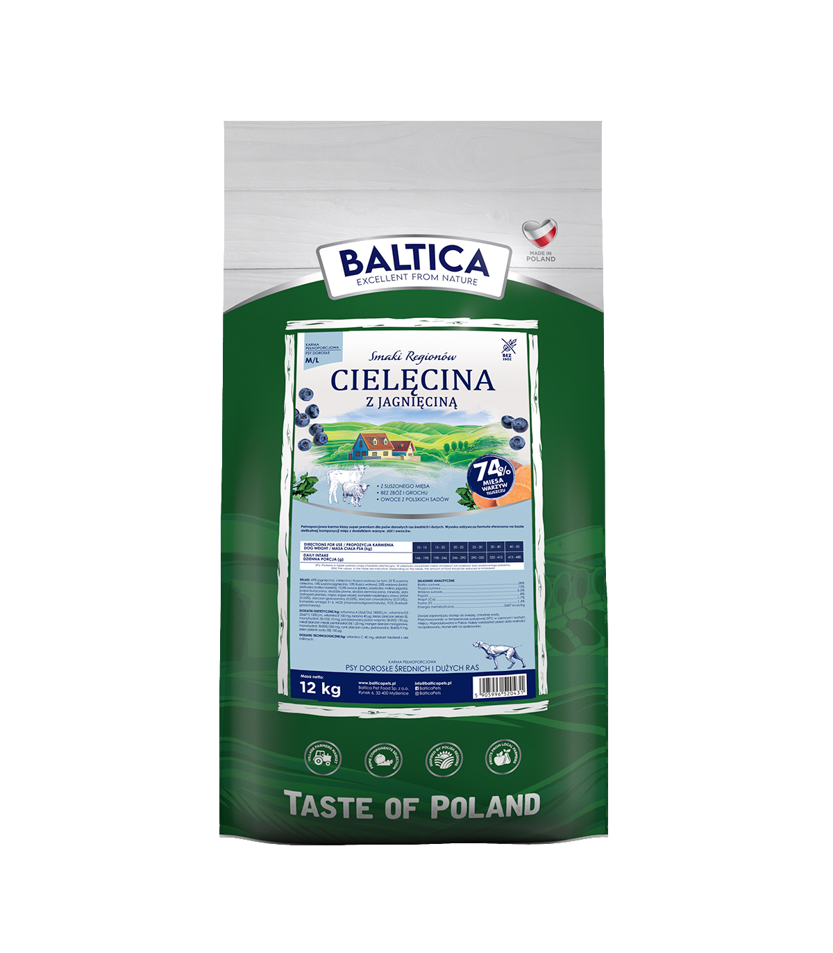 2x Cielęcina z jagnięciną dla ras średnich i dużych karma 12kg - Rabat 30% na drugie opakowanie