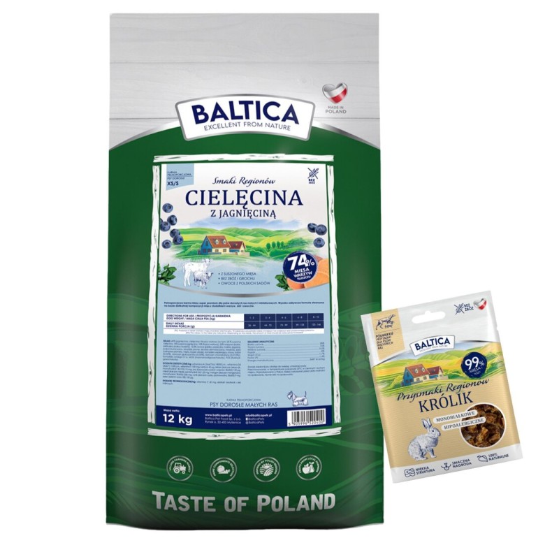 Cielęcina z jagnięciną dla ras małych i miniaturowych karma 12kg - Baltica Smaki Regionów