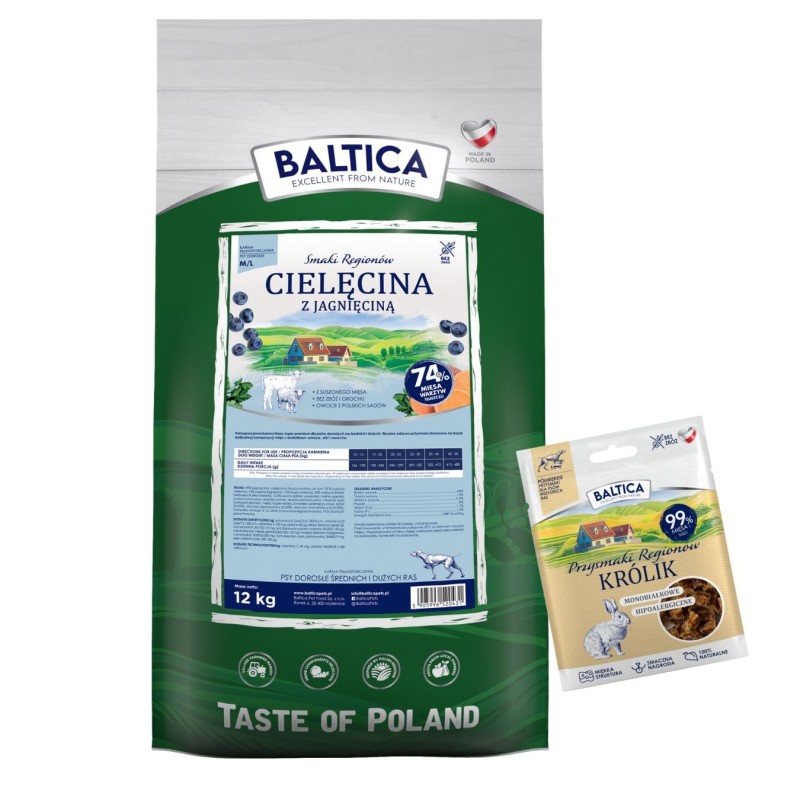 Cielęcina z jagnięciną dla ras średnich i dużych karma 12kg - Baltica Smaki Regionów
