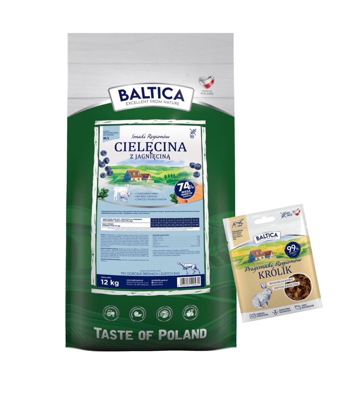 Cielęcina z jagnięciną dla ras średnich i dużych karma 12kg - Baltica Smaki Regionów