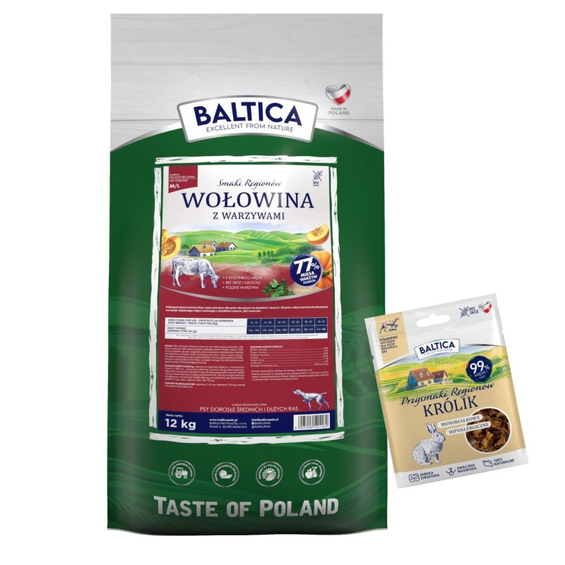 Wołowina z warzywami dla ras średnich i dużych karma 12kg - Baltica Smaki Regionów
