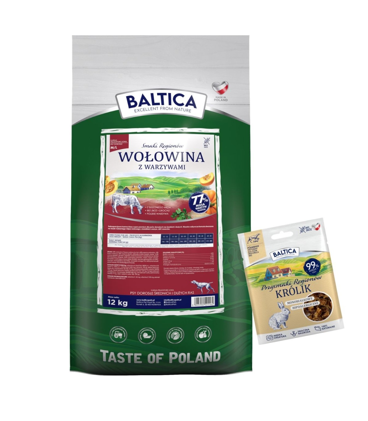 Wołowina z warzywami dla ras średnich i dużych karma 12kg - Baltica Smaki Regionów