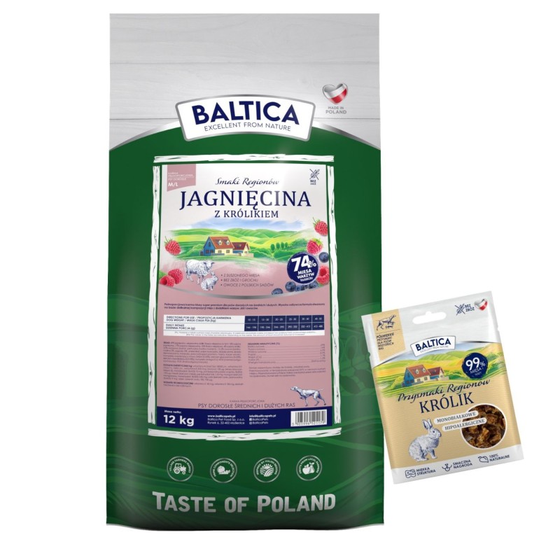 Jagnięcina z królikiem dla ras średnich i dużych karma 12kg - Baltica Smaki Regionów