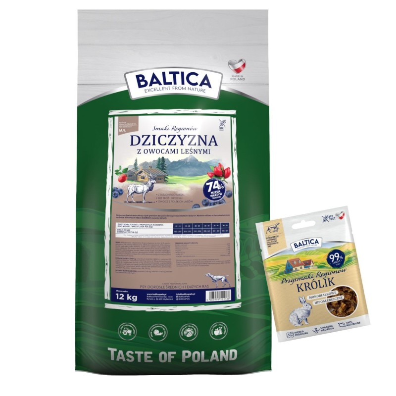 Dziczyzna z owocami leśnymi dla ras średnich i dużych karma 12kg - Baltica Smaki Regionów