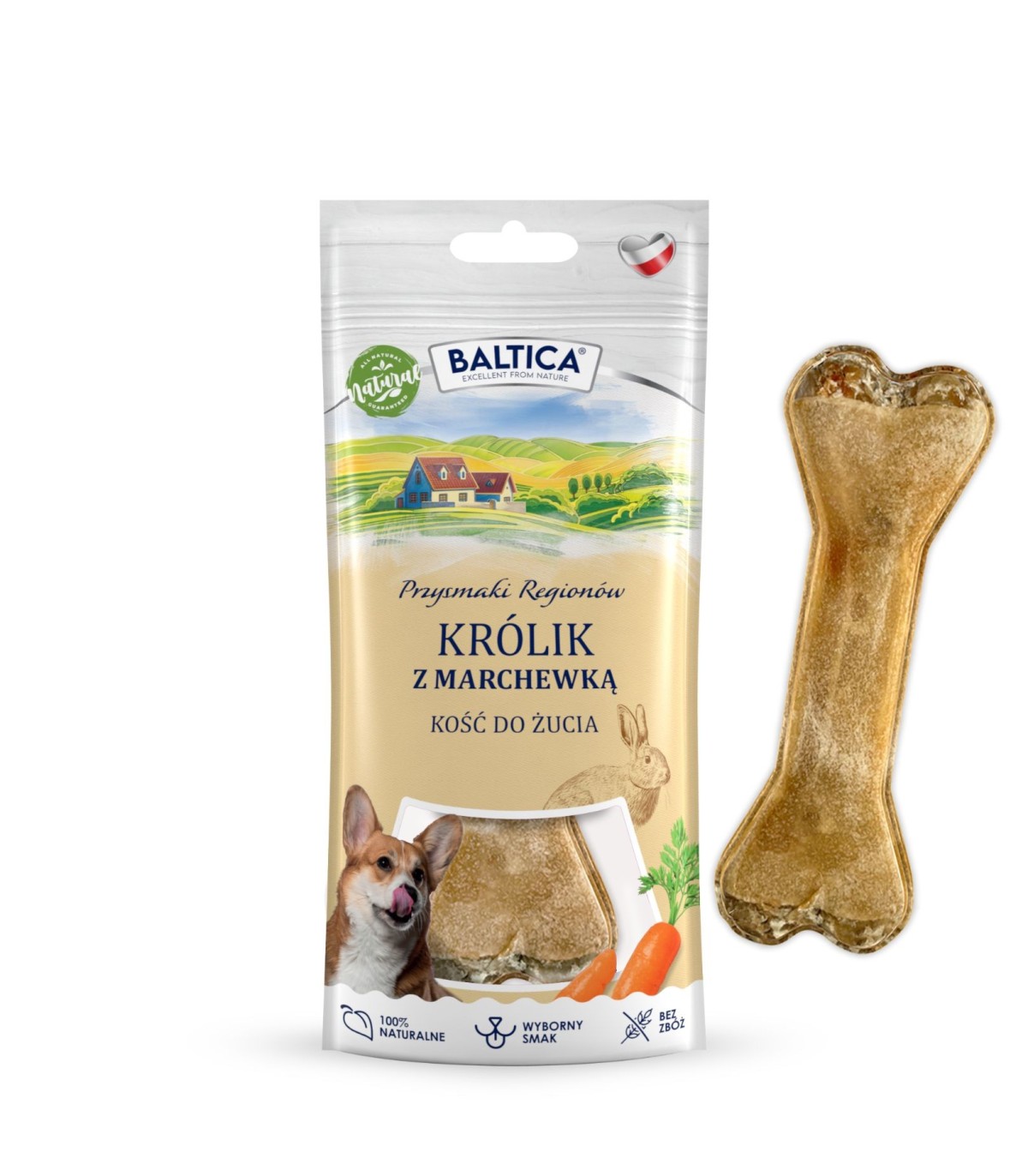 Kość do żucia dla psa królik z marchewką 1szt. - Baltica Smaki Regionów